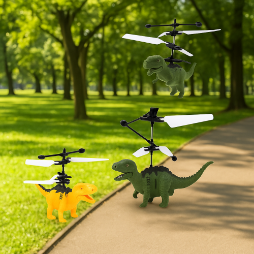 Juguete volador dinosaurio con hélices y sensor de movimiento, helicóptero recargable USB con luces LED, dron interactivo para niños, divertido y resistente para interiores y exteriores, Mayoreo TOY638