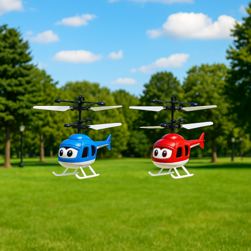 Helicóptero volador infantil con luces LED y sensor de movimiento, diseño divertido con carita animada, juguete recargable USB para niños, resistente y seguro para interiores y exteriores, Mayoreo TOY639