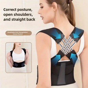 Corrector de postura ajustable para espalda y hombros, soporte ergonómico transpirable con diseño cruzado, ayuda a mantener la columna recta y reducir tensión muscular, ideal para uso diario en casa u oficina, Mayoreo 13681