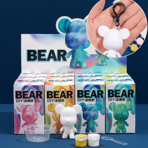 Caja sorpresa de figuras BEAR DIY con diseño efecto líquido, colores vibrantes y estilo coleccionable, ideal para niños y adultos, perfectas para decoración, regalos, manualidades y colecciones presentación en caja individual de 11×6 cm, Mayoreo W-HH-605 