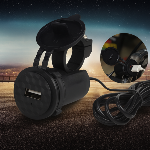 Cargador USB para Motocicleta Carga Rápida con Tapa Protectora, Adaptador para Manillar, Resistente al Agua y al Polvo, Puerto USB Universal para Teléfonos, GPS, Cámaras y Accesorios, Compatible con Todo Tipo de Motos y Scooters, mayoreo XT-1780 