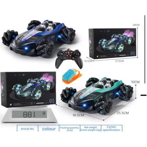 Carro acrobático todoterreno S662 con control remoto, luces LED y modo drift 360° auto recargable con doble control, diseño futurista, tracción en 4 ruedas y batería USB, ideal para niños, adolescentes y amantes de los autos RC, Mayoreo S662