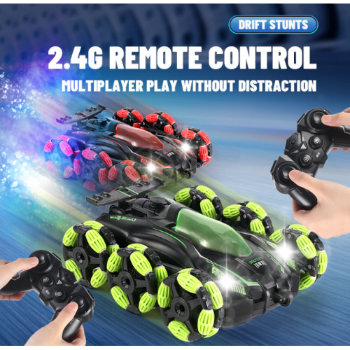 Carro acrobático drift con doble niebla y control remoto, luces LED y tracción total, auto RC 4x4 con giros 360°, ruedas multidireccionales y efecto de vapor realista, vehículo recargable de alta velocidad, Mayoreo S881