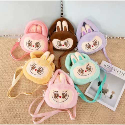 bolsita de peluche infantil con orejas de conejo, bandolera suave para niñas, ideal para regalo o paseo, mayoreo 0739