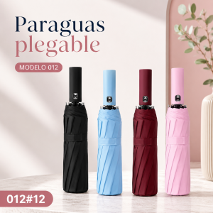 Paraguas plegables en colores surtidos con código 012#12. Ideales para uso diario en temporada de lluvia. Venta por mayoreo