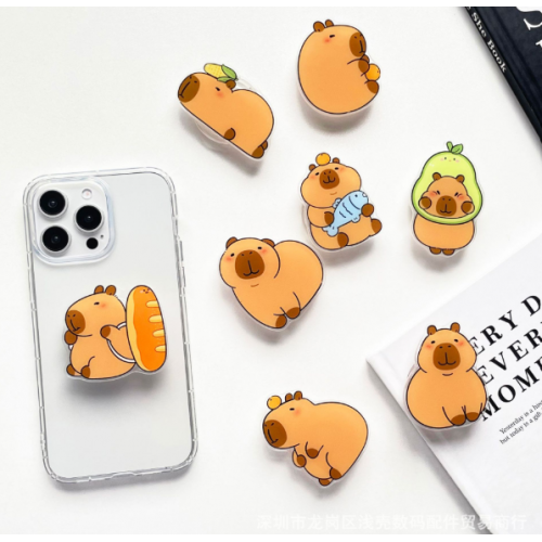 Pop sockets capibara kawaii con divertidos diseños de capibara – soporte y agarre para celular, mayoreo 0664 