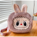 Bolsa de peluche labubu y diseño de carita tierna, bandolera ajustable, varios colores, mayoreo 0738