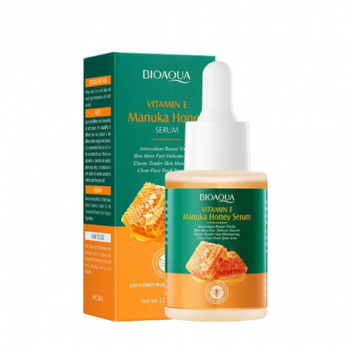 Suero facial Bioaqua con miel de manuka y vitamina E, hidratación densa y nutritiva para suavizar la piel, mejorar su elasticidad, aportar luminosidad natural y fortalecer la barrera cutánea, Mayoreo NO.BQY15914