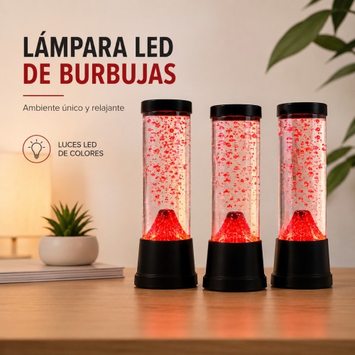 Lámpara decorativa con iluminación LED y atractivo efecto visual en su interior. Su diseño cilíndrico es ideal para complementar habitaciones, escritorios, salas, exhibidores y diferentes espacios decorativos.