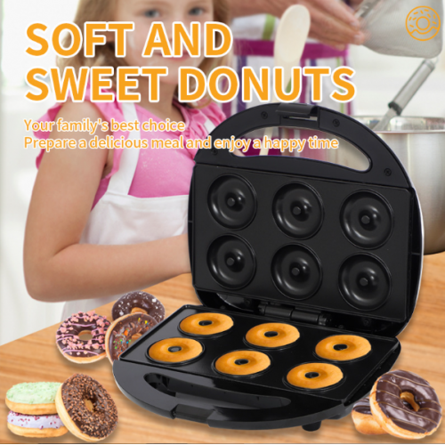 Máquina eléctrica para hacer donas mini donuts, plancha antiadherente con capacidad para 6 piezas, diseño compacto y portátil, ideal para repostería casera, fiestas y desayunos, Mayoreo 882589