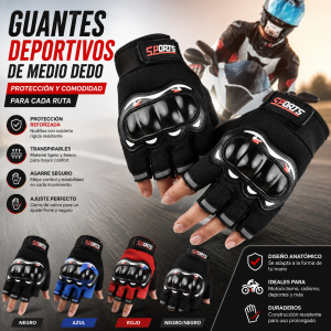 Guantes Deportivos de Medio Dedo con Protección para Motociclismo por Mayoreo