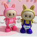 Muñeco interactivo bailarín con luces y música modelo Labubu, Juguete eléctrico a pilas que baila, canta y mueve los brazos, ideal para niños y regalo divertido, Mayoreo AD017373