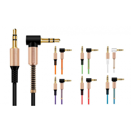 Cable auxiliar de audio 3.5mm macho a macho con conectores metálicos reforzados, ideal para autoestéreo, bocinas, audífonos y dispositivos móviles, Mayoreo TY-9004