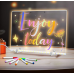 Pizarra acrílica luminosa LED multicolor con base y plumones, tablero decorativo para mensajes, notas y dibujos, ideal para habitaciones, oficinas, cafeterías o regalos creativos con iluminación ajustable, Mayoreo JS01A