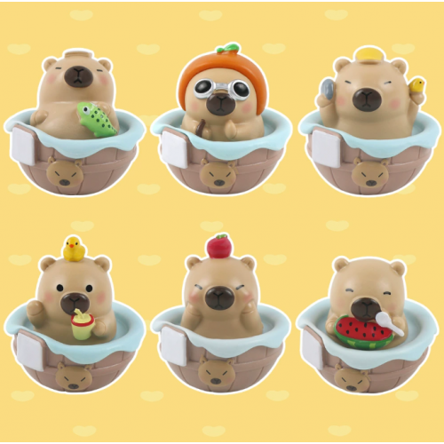 Figuras sorpresa de capibara estilo Blind Box, colección de mini figuras kawaii con diferentes diseños, juguetes coleccionables ideales para regalo, decoración o colección temática de animales tiernos, Mayoreo 25AGOS30