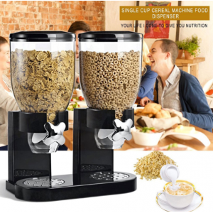 Dispensador Doble de Cereal y Alimentos Secos, Contenedor Hermético con Control de Porciones para Cocina u Oficina, Mayoreo P-11535