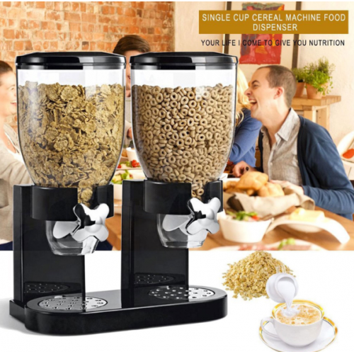 Dispensador Doble de Cereal y Alimentos Secos, Contenedor Hermético con Control de Porciones para Cocina u Oficina, Mayoreo P-11535