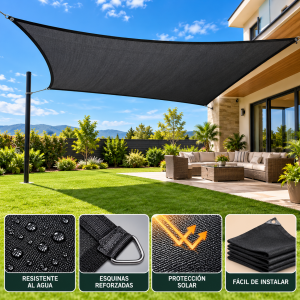 Malla sombra para patios, jardines y terrazas con ojillos y esquinas reforzadas para facilitar su instalación. Ideal para crear áreas con sombra. Venta por mayoreo.