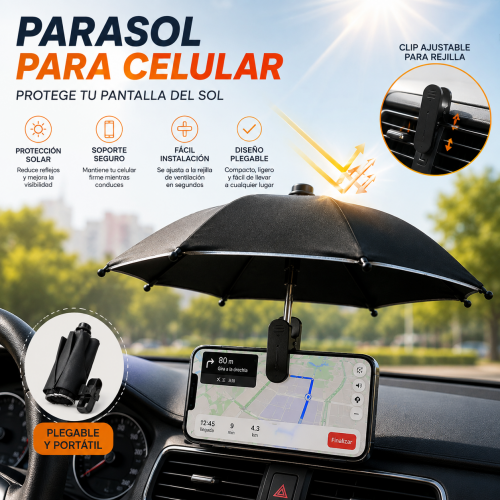 Parasol para Celular con Soporte para Rejilla de Auto por Mayoreo