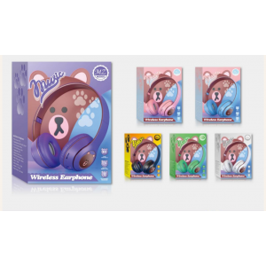 Audífonos Inalámbricos Bluetooth para Niños con Diseño de Osito, Diadema Ajustable, Sonido Estéreo, Luces Decorativas, Compatibles con Celular y Tablet, Cómodos y Resistentes, Varios Colores Disponibles, Mayoreo XR-3206