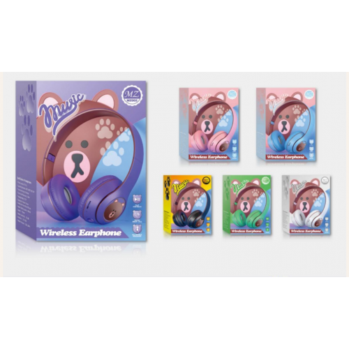 Audífonos Inalámbricos Bluetooth para Niños con Diseño de Osito, Diadema Ajustable, Sonido Estéreo, Luces Decorativas, Compatibles con Celular y Tablet, Cómodos y Resistentes, Varios Colores Disponibles, Mayoreo XR-3206