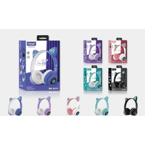 Audífonos Inalámbricos Bluetooth con Orejas de Gato LED, Sonido Estéreo, Diadema Ajustable, Manos Libres, Batería de Larga Duración, Compatibles con Celular, Tablet y Laptop, Varios Colores Disponibles, Mayoreo XR-3217