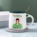 Taza linda con tapa, taza creativa, taza de cerámica, taza de café personalizada para pareja, taza de desayuno en casa, recuerdo de celebración para regalo de 14 de febrero o aniversario 8113