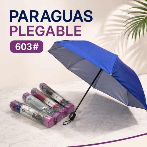 Paraguas plegable modelo en color azul. Ideal para uso diario. Venta por mayoreo Paraguas plegable modelo en color azul. Ideal para uso diario. Venta por mayoreo
