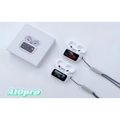 Audífonos A10 Pro con Pantalla HD Tipo Smartwatch, Encendido Automático, Bluetooth 5.3, Sonido HiFi, Reducción de Ruido ENC, Control Táctil, Estuche con Pantalla Animada, Compatibles Android y iPhone, Mayoreo TWS-6301 