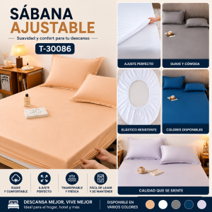 Sábana Ajustable Lisa Color Beige T-30086 para Colchón | Suave y Resistente