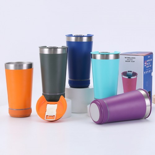 Taza termo de acero inoxidable con abridor de botellas y altavoz Bluetooth de 16oz 882986