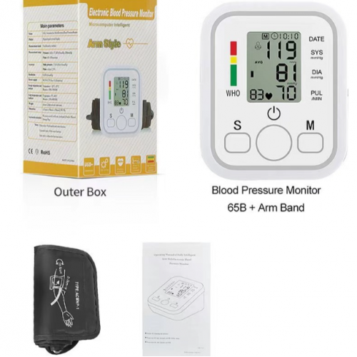Tensiómetro digital automático de brazo con pantalla LCD grande y brazalete ajustable, medidor electrónico de presión arterial y ritmo cardíaco con memoria, indicador OMS y lectura precisa, ideal para uso doméstico o clínico, Mayoreo W-GSTH6336