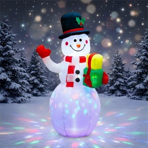  Muñeco de Nieve Hinchable Decoración Original Inflable con Iluminación LED Brillante y Postes y Cuerdas Objetos Navideños de Invierno