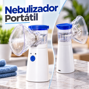 Nebulizador portátil compacto, ideal para tenerlo disponible en casa o durante traslados.