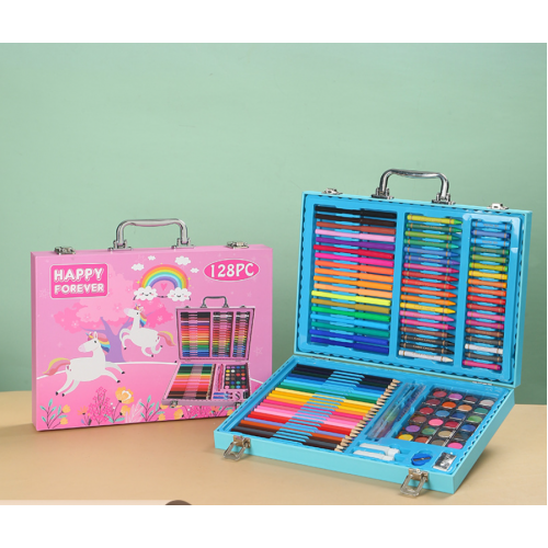 Set Arte Colores Crayones Plumones Acuarelas Estuche 128 Pzs B326