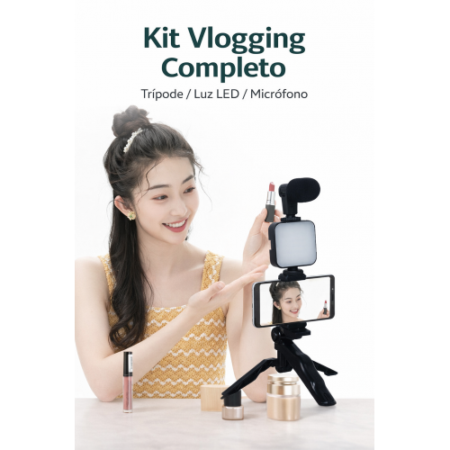 Kit para celular con trípode, luz LED y micrófono BGD-1343