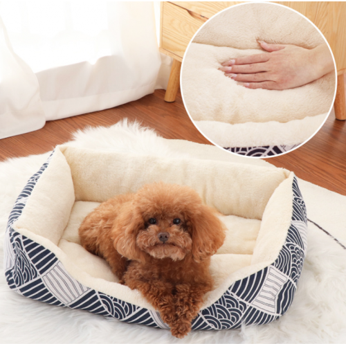 Cama acolchada de 53 × 38 × 12,5 cm con bordes altos, ideal para el descanso cómodo de perros pequeños y gatos- Por mayoreo 