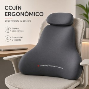 Cojín ergonómico para espalda, diseñado para brindar soporte y comodidad al sentarse durante largos periodos- Por mayoreo