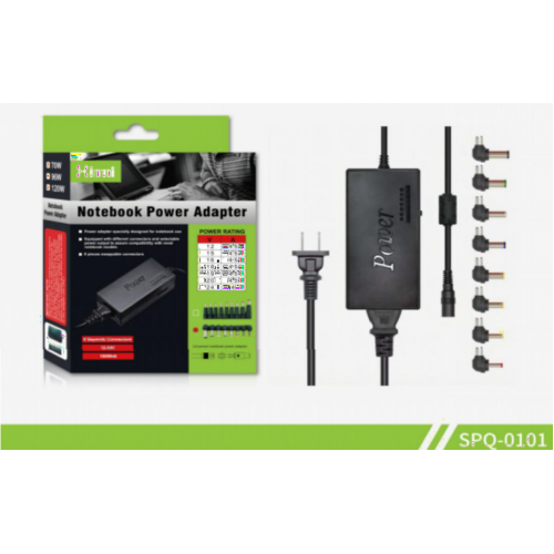 Cargador Universal para Laptop 65W con 8 Puntas Intercambiables, Voltaje Ajustable, Adaptador de Corriente para Notebook Compatible con Múltiples Marcas, Mayoreo SPQ-0101