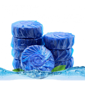 Pastillas azules para tanque de inodoro que limpian, desinfectan y eliminan malos olores con cada descarga. Larga duración. Venta por mayoreo.