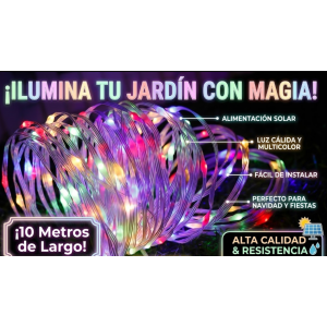 Manguera LED multicolor RGB de 10 metros y 100 LEDs. Tubo transparente flexible, luz de colores fija multicolor, impermeable IP44. Ideal para jardín, patio, fiestas, Navidad y decoración exterior. Bajo consumo y muy brillante.