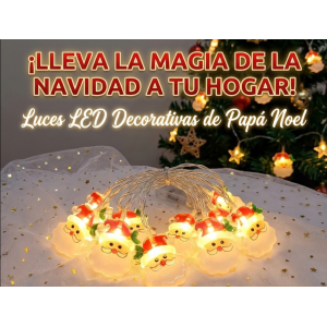 Serie de luces LED con figura de Santa Claus de 3 metros aprox, con 20 luces luz cálida. Funciona con pilas, ideal para árbol de Navidad, recámara, ventana y decoración navideña interior. Figura de Santa iluminada super tierna y brillante.
