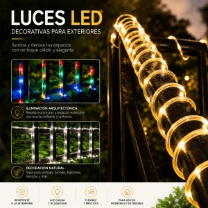 Compra luces LED decorativas para exterior por mayoreo. Ideales para jardines, balcones, terrazas, árboles, barandales y decoración con iluminación de diferentes colores. 