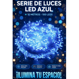 Serie de Luces LED Azul 10 Metros 100 LEDs - Luces de Hada para Navidad, Fiesta, Jardín y Decoración