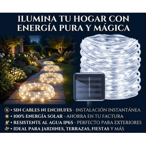Manguera de Luz LED Luz Cálida 5 Metros 100 LEDs - Serie Tubo Transparente Impermeable para Jardín, Patio y Navidad