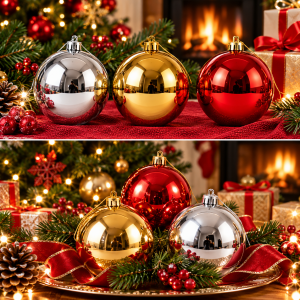 Esferas Navideñas Metalizadas Brillantes en Colores Clásicos
