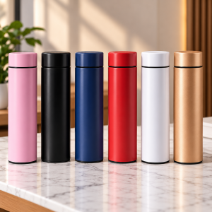 Termo inteligente digital de 500 ml, ideal para llevar bebidas de forma práctica durante el día.