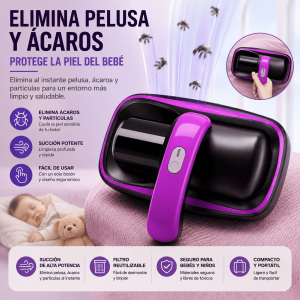 Removedor eléctrico de ácaros y pelusa para colchones, sofás y telas. Diseño ergonómico y fácil de usar para una limpieza práctica. Venta por mayoreo.