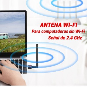 Conecta tu computadora a una red WiFi con esta antena USB. Ideal para equipos que no cuentan con WiFi. Funciona con señal 2.4- Por mayoreo 