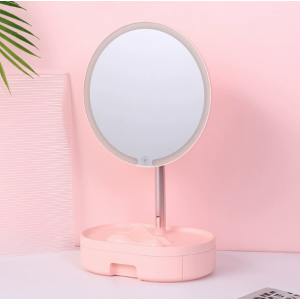 Espejo organizador recargable con tres tonos de luz, espejo de 21.5 cm y 33 cm de alto. No incluye brochas ni maquillaje- Por mayoreo